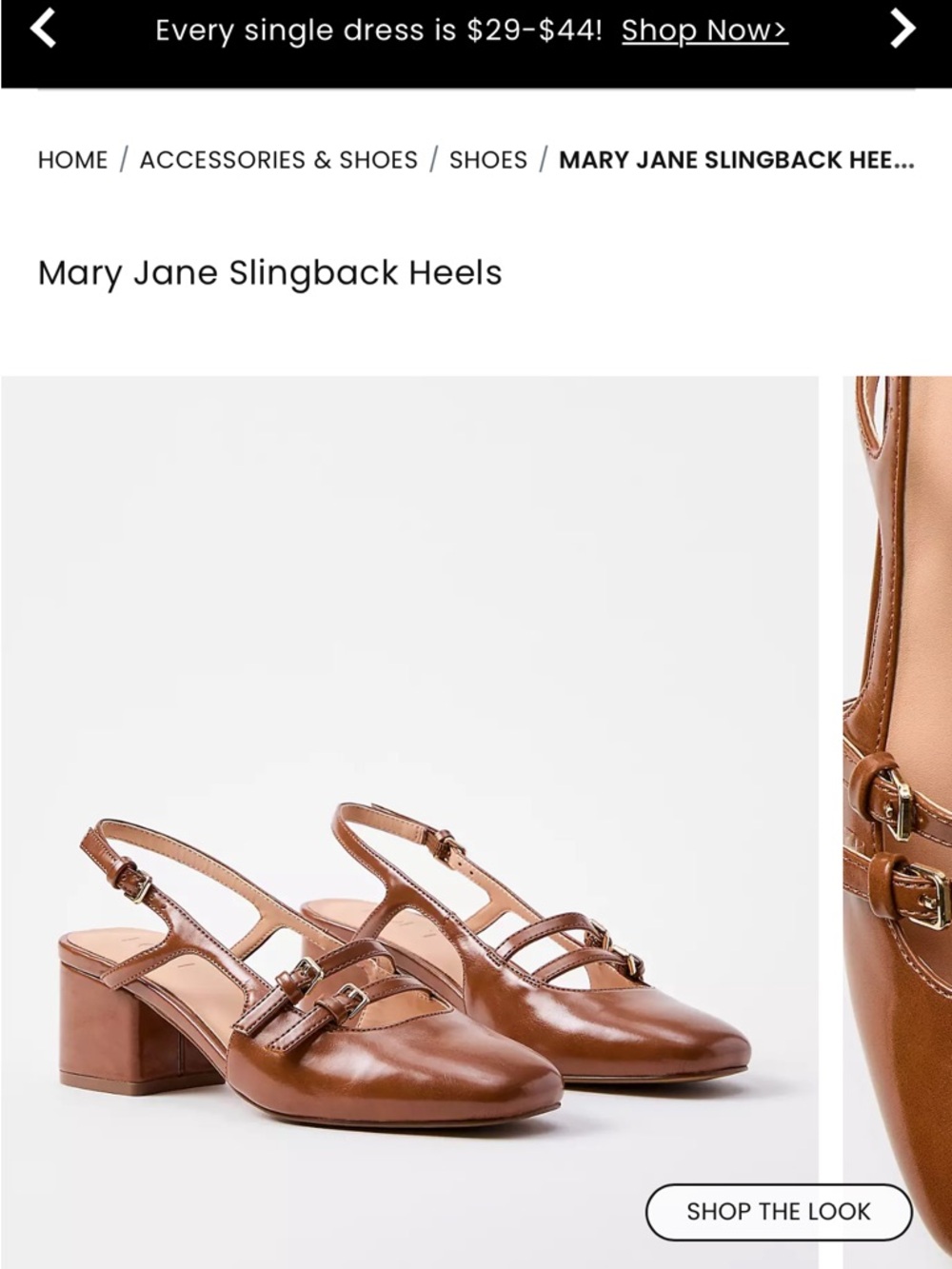 LOFT Tan Leather Slingback Mules with Double Strap